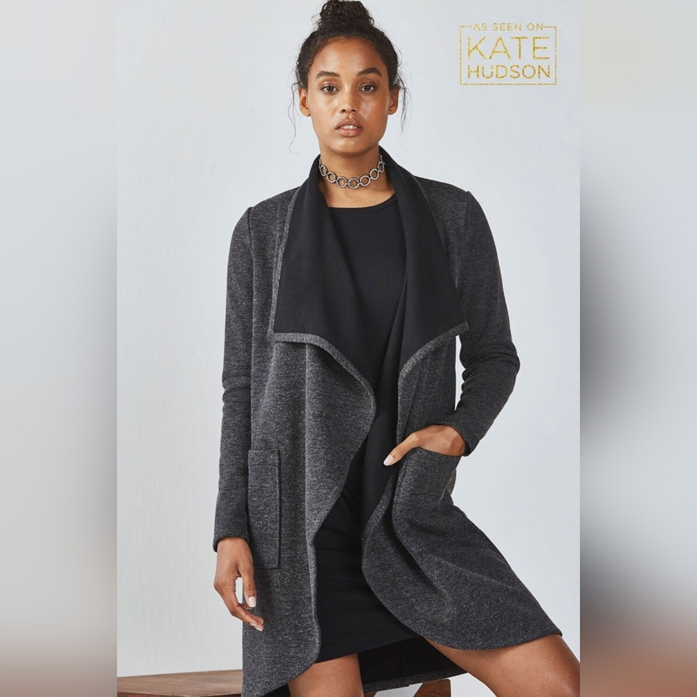 Fabletics moscow coat sweater long open cardigan fleece lined pockets small s